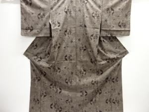 未使用品　仕立て上がり　雪輪に花唐草模様織り出し本場泥大島紬着物(5マルキ)